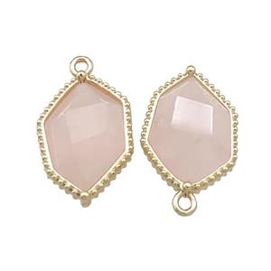 Pink Rose Quartz Prism Pendant Gold Plated, approx 13-18mm [GM20839]