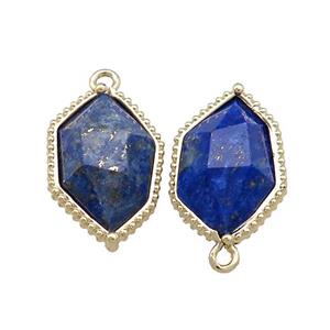 Natural Blue Lapis Lazuli Prism Pendant Gold Plated, approx 13-18mm [GM20844]