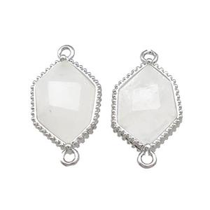 Clear Quartz Prism Connector Platinum Plated, approx 13-18mm [GM20849]