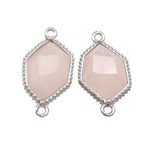 Pink Rose Quartz Prism Connector Platinum Plated, approx 13-18mm [GM20850]