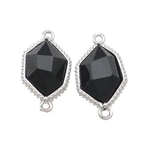 Black Onyx Agate Prism Connector Platinum Plated, approx 13-18mm [GM20851]