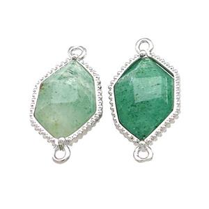 Green Strawberry Quartz Prism Connector Platinum Plated, approx 13-18mm [GM20852]