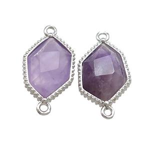 Purple Amethyst Prism Connector Platinum Plated, approx 13-18mm [GM20856]