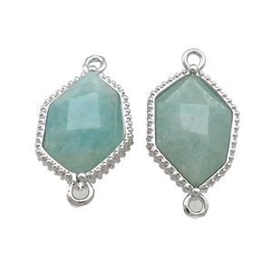 Natural Green Amazonite Prism Connector Platinum Plated, approx 13-18mm [GM20857]