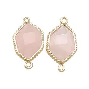 Pink Rose Quartz Prism Connector Gold Plated, approx 13-18mm [GM20860]