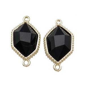 Black Onyx Agate Prism Connector Gold Plated, approx 13-18mm [GM20861]