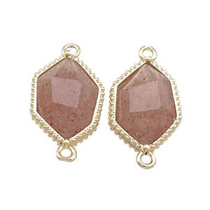 Pink Strawberry Quartz Prism Connector Gold Plated, approx 13-18mm [GM20863]