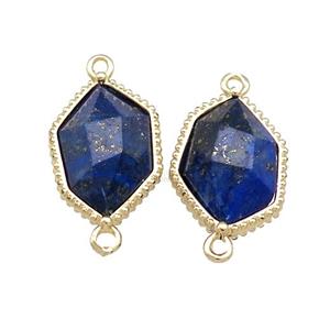 Natural Blue Lapis Lazuli Prism Connector Gold Plated, approx 13-18mm [GM20865]