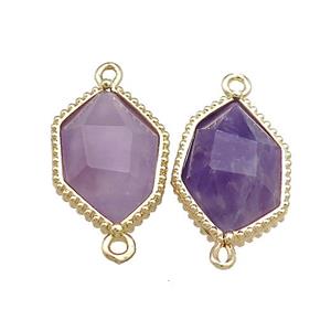 Purple Amethyst Connector Prism Gold Plated, approx 13-18mm [GM20866]