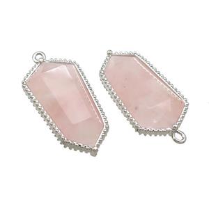 Pink Rose Quartz Prism Pendant Platinum Plated, approx 14-25mm [GM20871]