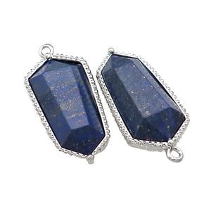 Natural Lapis Lazuli Prism Pendant Platinum Plated, approx 14-25mm [GM20875]