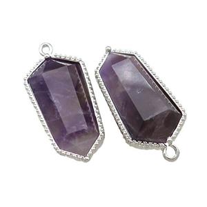 Purple Amethyst Prism Pendant Platinum Plated, approx 14-25mm [GM20876]