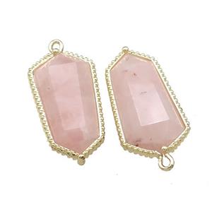 Pink Rose Quartz Prism Pendant Gold Plated, approx 14-25mm [GM20880]