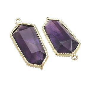 Natural Amethyst Prism Pendant Gold Plated, approx 14-25mm [GM20884]