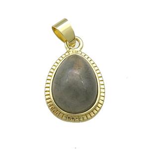 Labradorite Teardrop Pendant Gold Plated, approx 15-19mm [GM20887]