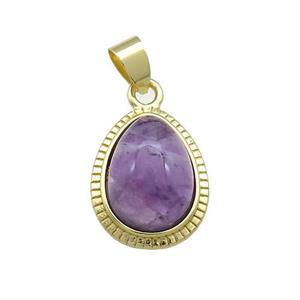 Purple Amethyst Teardrop Pendant Gold Plated, approx 15-19mm [GM20889]