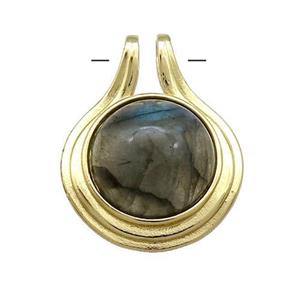 Labradorite Pendant Half Round Circle Gold Plated, approx 22mm [GM20891]