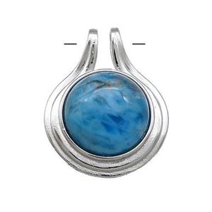 Blue Apatite Pendant Half Round Circle Platinum Plated, approx 22mm [GM20894]