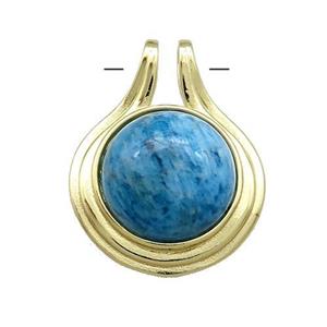 Blue Apatite Pendant Half Round Circle Gold Plated, approx 22mm [GM20895]