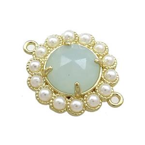 Copper Circle Connector Pave Amazonite Pearlized Resin Gold Plated, approx 18mm [GM20901]