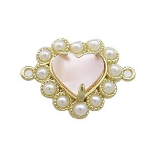 Copper Heart Connector Pave Queen Shell Pearlized Resin Gold Plated, approx 18mm [GM21039]