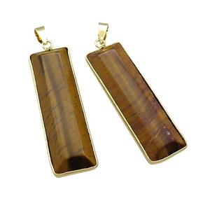 Natural Tiger Eye Stone Rectangle Pendant Gold Plated, approx 14-44mm [GM21123]