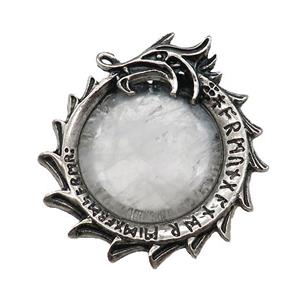 Alloy Dragon Charms Pendant Pave Clear Quartz Antique Silver, approx 40mm [GM21146]
