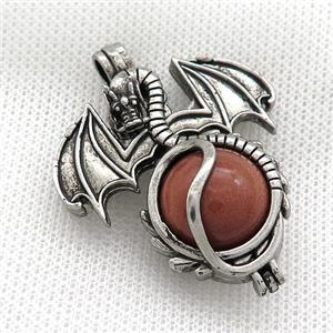 Alloy Dragon Charms Pendant Pave Golden Sandstone Antique Silver, approx 16mm, 36-50mm [GM21162]