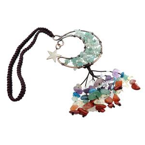 Aventurine Pendant Tassel With Chakra Gemstone Copper Wire Wrapped Antique Red, approx 50mm, 110mm length [GM21343]