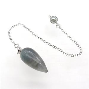 Labradorite Pendulum Pendant With Alloy Chain Platinum Plated, approx 14-30mm, 8mm, 16cm length [GM21361]