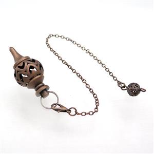 Alloy Pendulum Pendant With Chain Hollow Antique Red, approx 18-38mm, 8mm, 16cm length [GM21380]