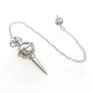 Alloy Pendulum Pendant With Chain Platinum Plated, approx 18-45mm, 8mm, 16cm length [GM21381]