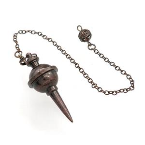 Alloy Pendulum Pendant With Chain Antique Red, approx 18-45mm, 8mm, 16cm length [GM21384]
