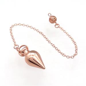 Alloy Pendulum Pendant With Chain Rose Gold, approx 14-28mm, 8mm, 16cm length [GM21387]