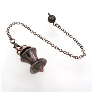 Alloy Pendulum Pendant With Chain Antique Red, approx 16-28mm, 8mm, 16cm length [GM21396]