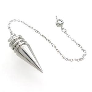 Alloy Pendulum Pendant With Chain Platinum Plated, approx 14-38mm, 8mm, 16cm length [GM21397]
