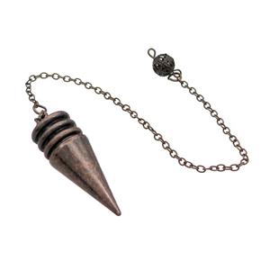 Alloy Pendulum Pendant With Chain Antique Red, approx 14-38mm, 8mm, 16cm length [GM21400]