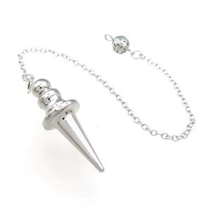 Alloy Pendulum Pendant With Chain Platinum Plated, approx 16-45mm, 8mm, 16cm length [GM21401]