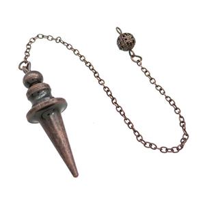 Alloy Pendulum Pendant With Chain Antique Red, approx 16-45mm, 8mm, 16cm length [GM21404]
