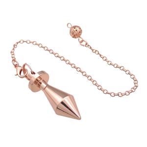 Alloy Pendulum Pendant With Chain Rose Gold, approx 13-40mm, 8mm, 16cm length [GM21407]