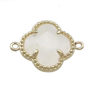 Clear Quartz Clover Connector Gold Plated, approx 16mm [GM21463]