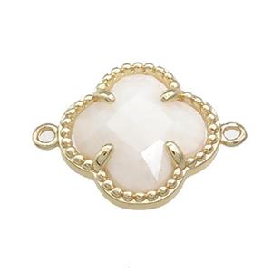 White Moonstone Clover Connector Gold Plated, approx 16mm [GM21464]