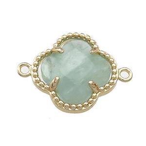 Green Quartz Clover Connector Gold Plated, approx 16mm [GM21466]