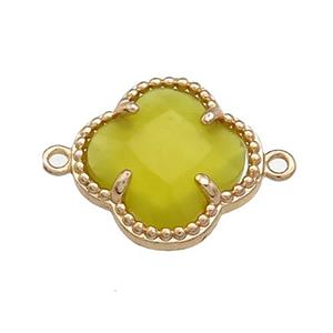Lemon Jade Clover Connector Gold Plated, approx 16mm [GM21469]
