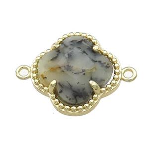 Moss Opal Clover Connector Gold Plated, approx 16mm [GM21471]