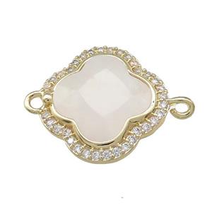Clear Quartz Clover Connector Pave Zircon Gold Plated, approx 17mm [GM21477]