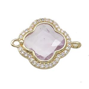 Amethyst Clover Connector Pave Zircon Lt.purple Gold Plated, approx 17mm [GM21481]