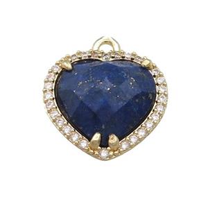 Blue Lapis Lazuli Heart Pendant Pave Zircon Gold Plated, approx 16mm [GM21499]