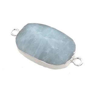 Blue Aquamarine Oval Connector Pointed Silver Plated, approx 20-35mm [GM21505]