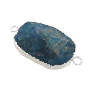 Blue Apatite Oval Connector Pointed Silver Plated, approx 20-35mm [GM21506]